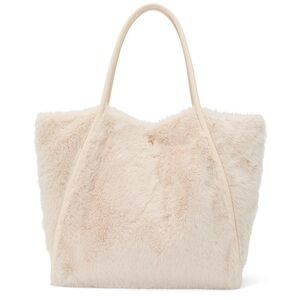 Elegant Cream Faux Fur Tote Bag